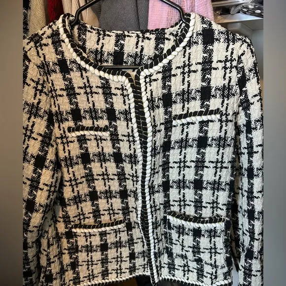 Houndstooth Black White Blazer Jacket