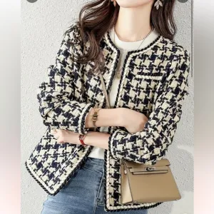 Houndstooth Black White Blazer Jacket