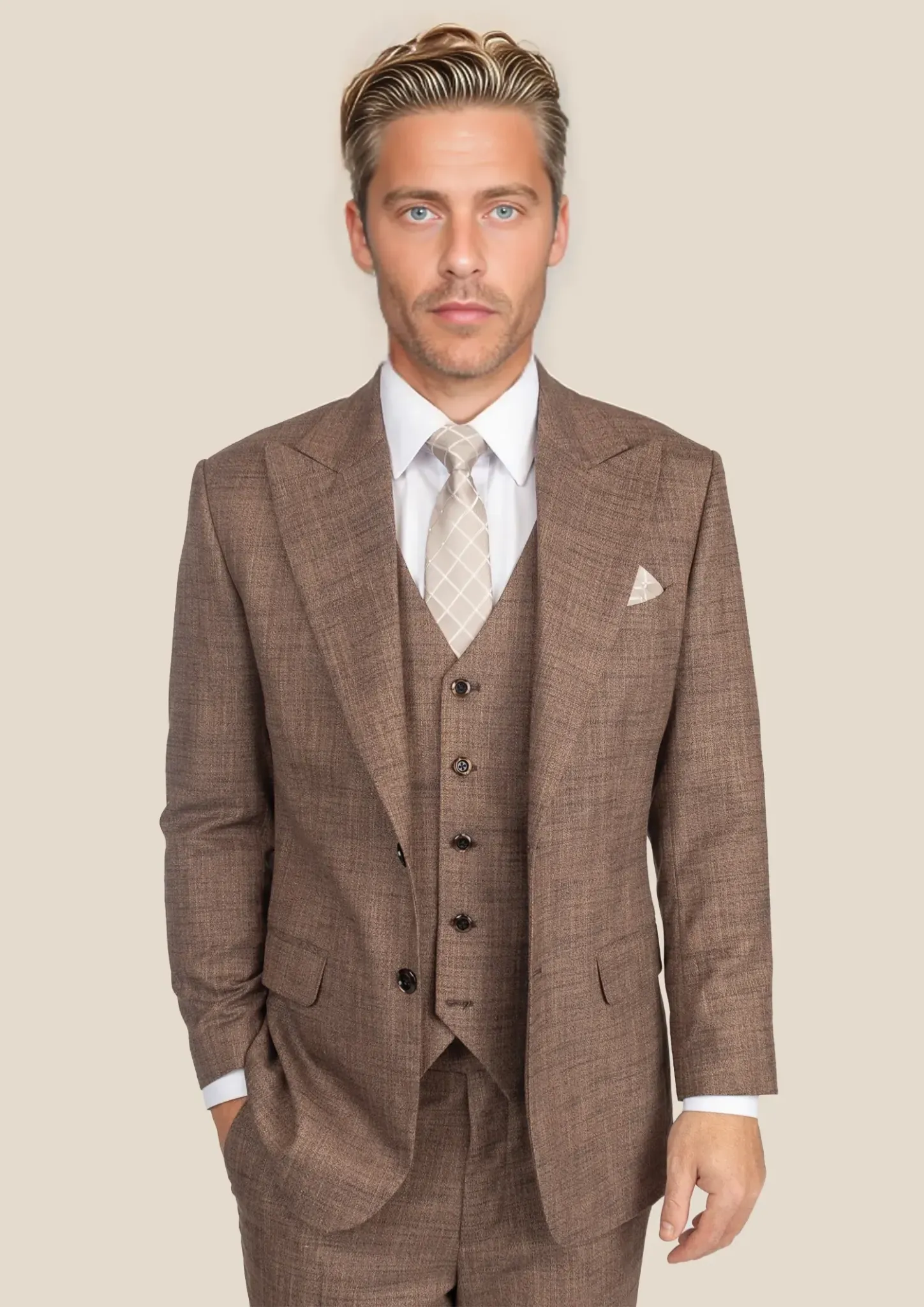 Hudson Tawny Brown Hopsack Suit