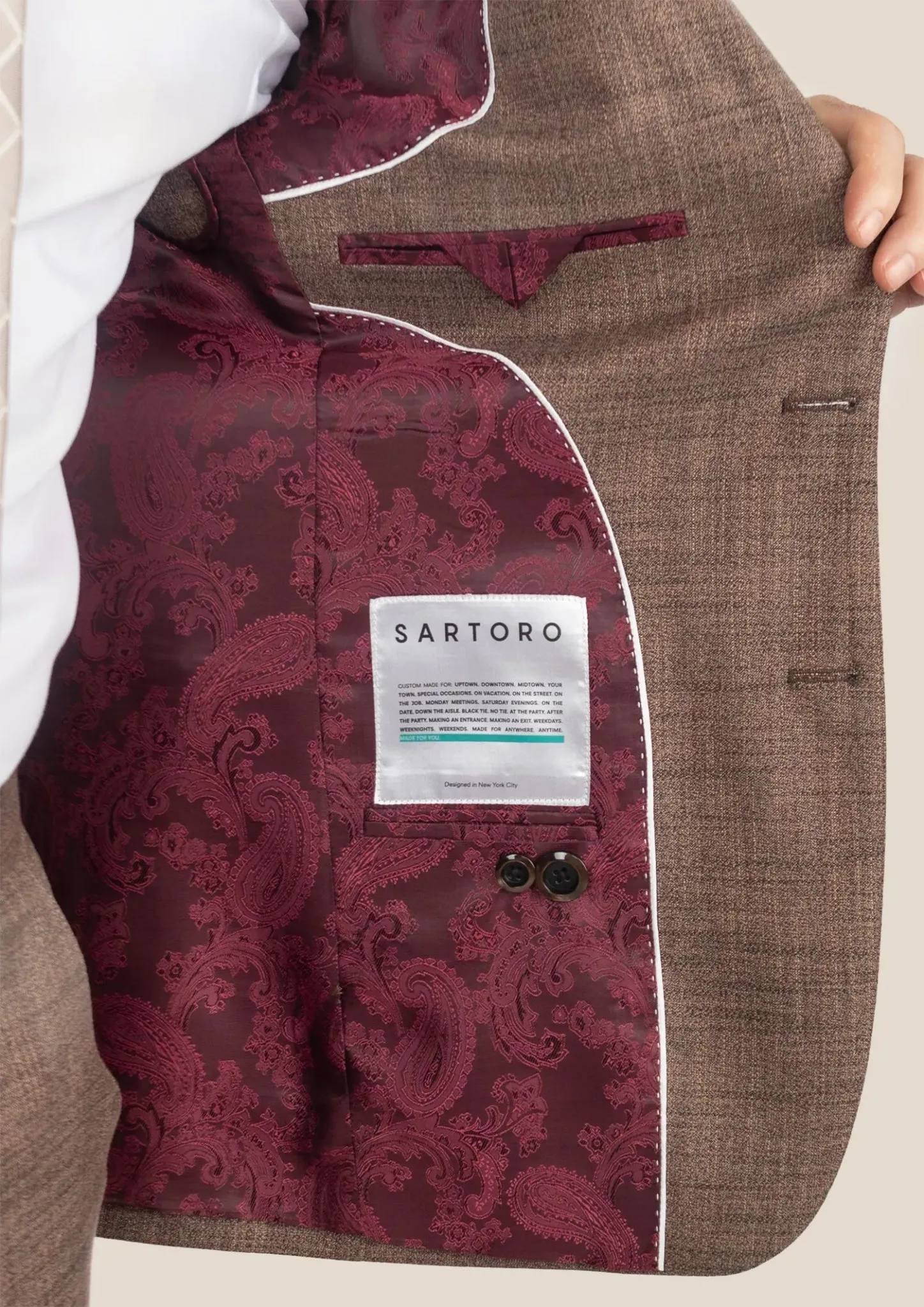 Hudson Tawny Brown Hopsack Suit