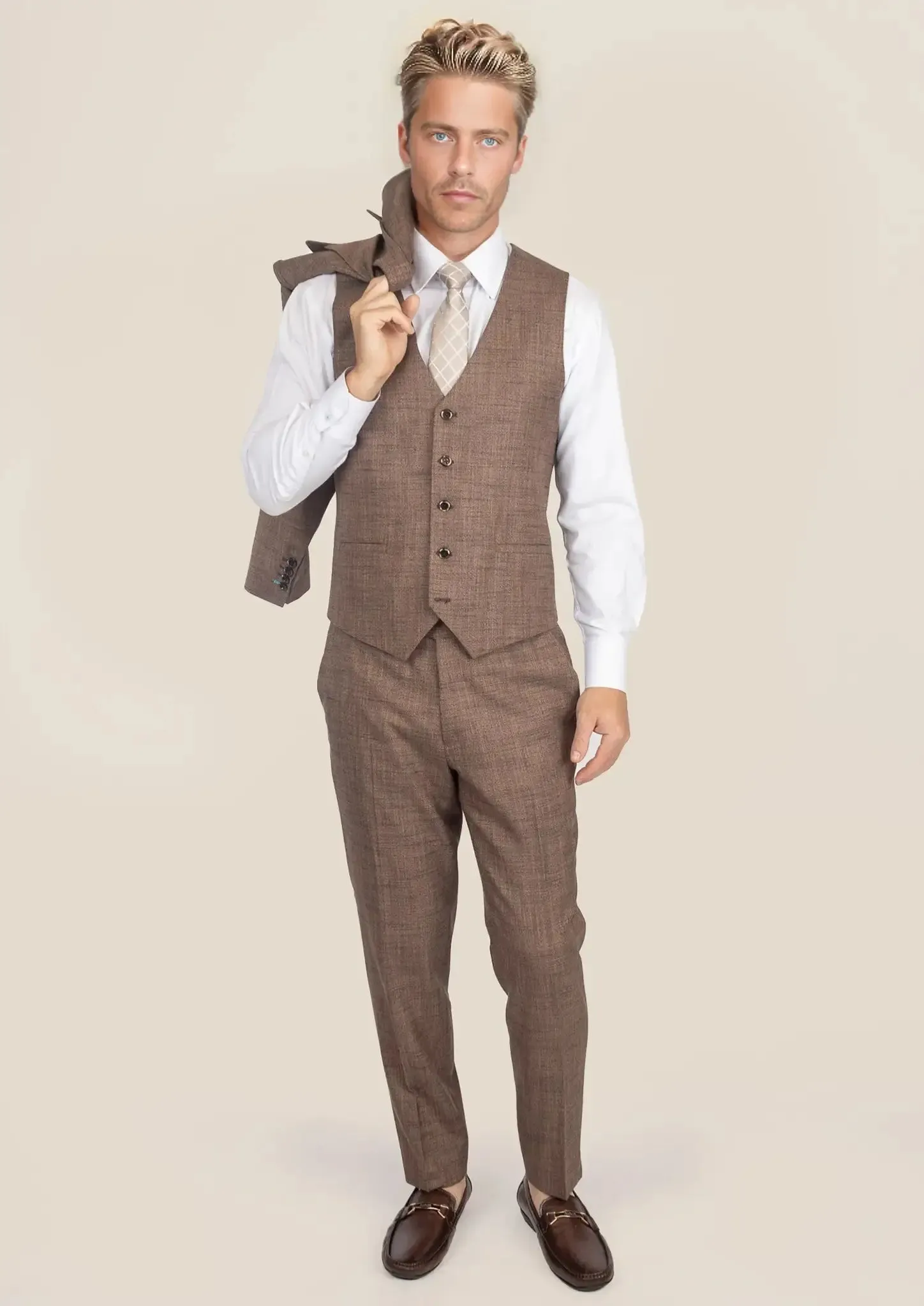 Hudson Tawny Brown Hopsack Suit