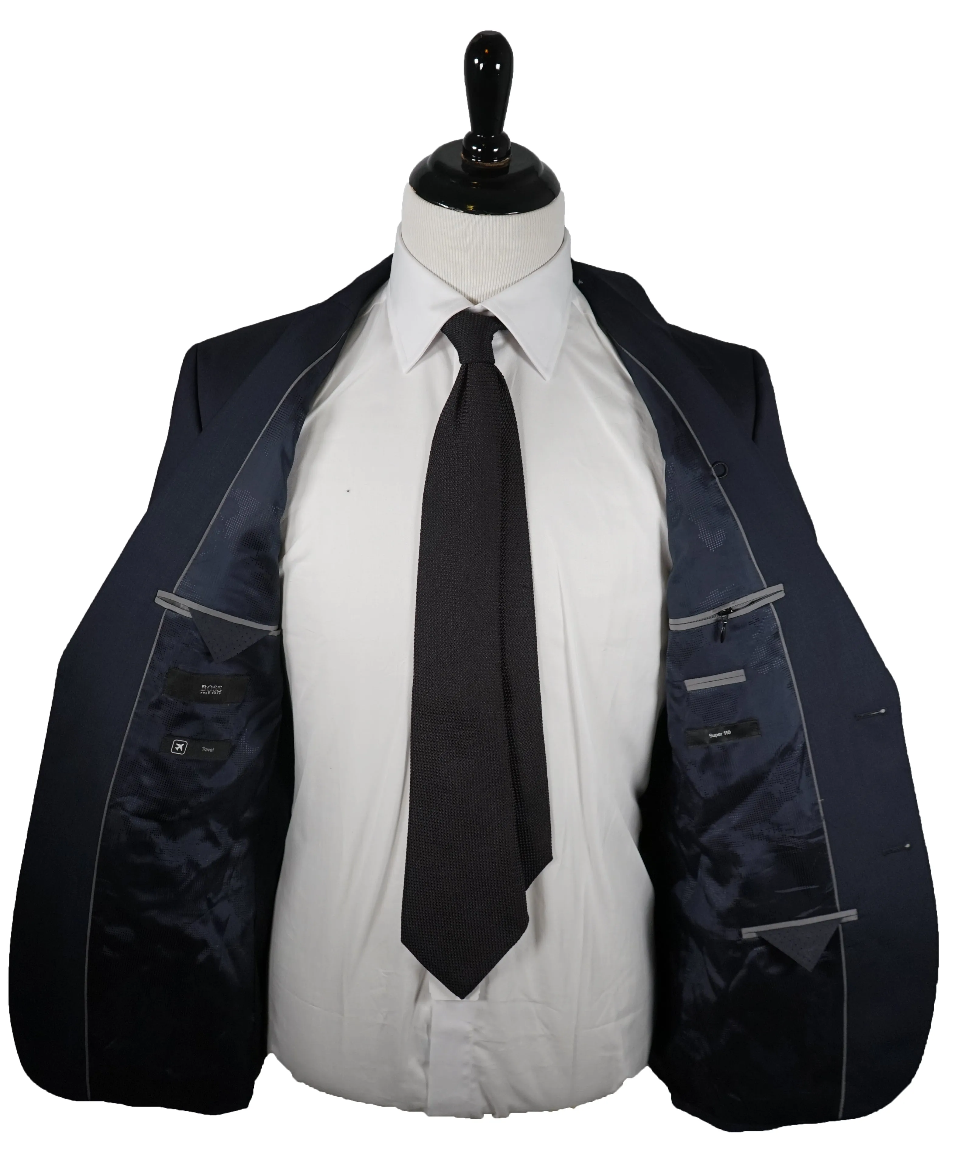 HUGO BOSS - Navy Tonal Stripe ”Travel" Suit W Horn Buttons - 38R