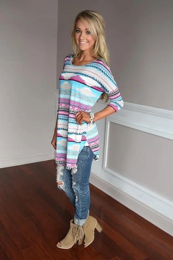 Humor Me Tunic Top ~ Blue