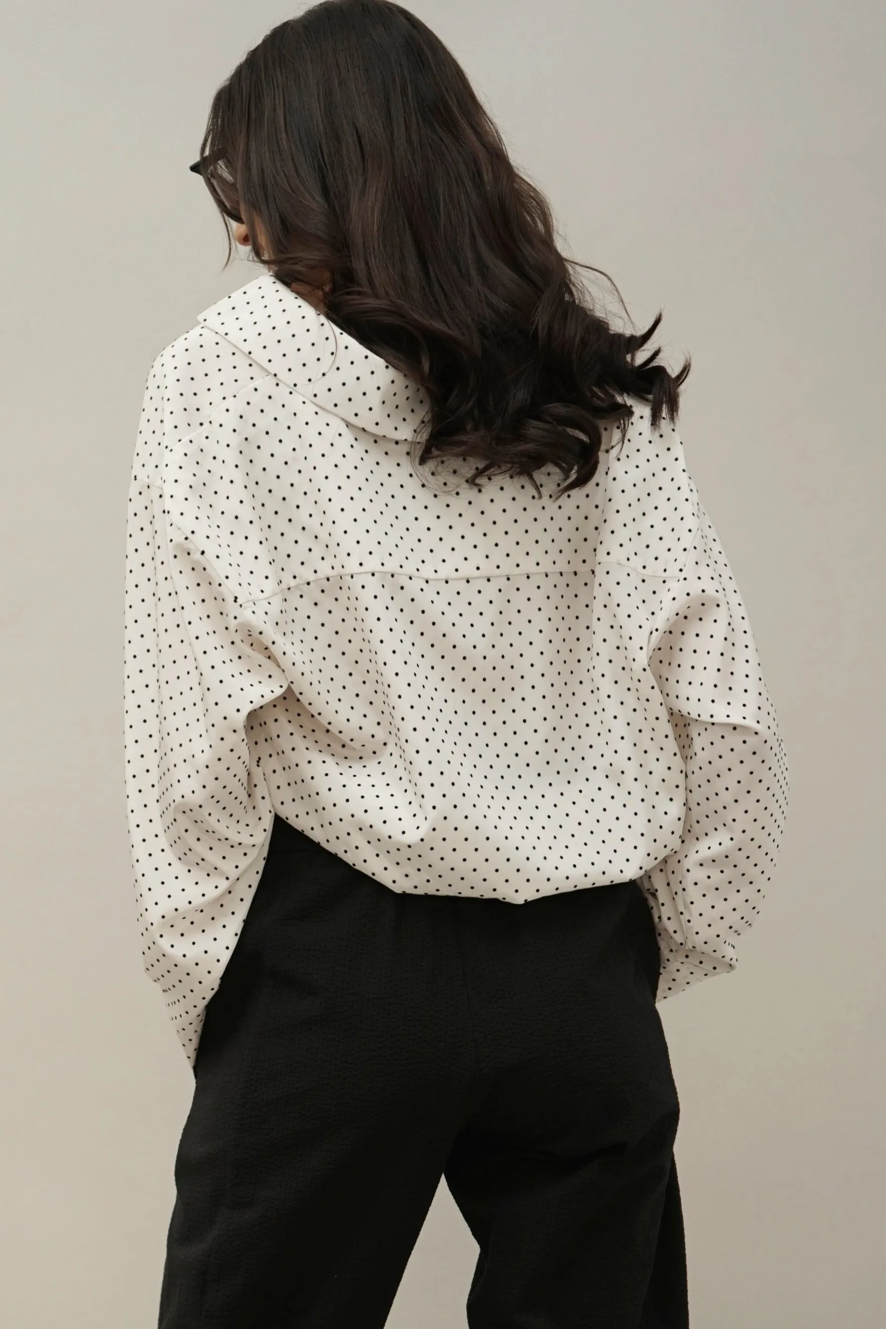 Idle Polka Dot Wrap Blouse – Versatile V-Neck Long Sleeve Top