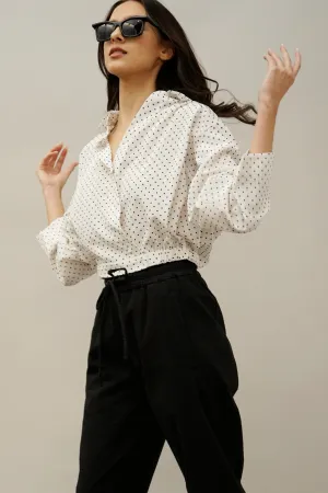 Idle Polka Dot Wrap Blouse – Versatile V-Neck Long Sleeve Top