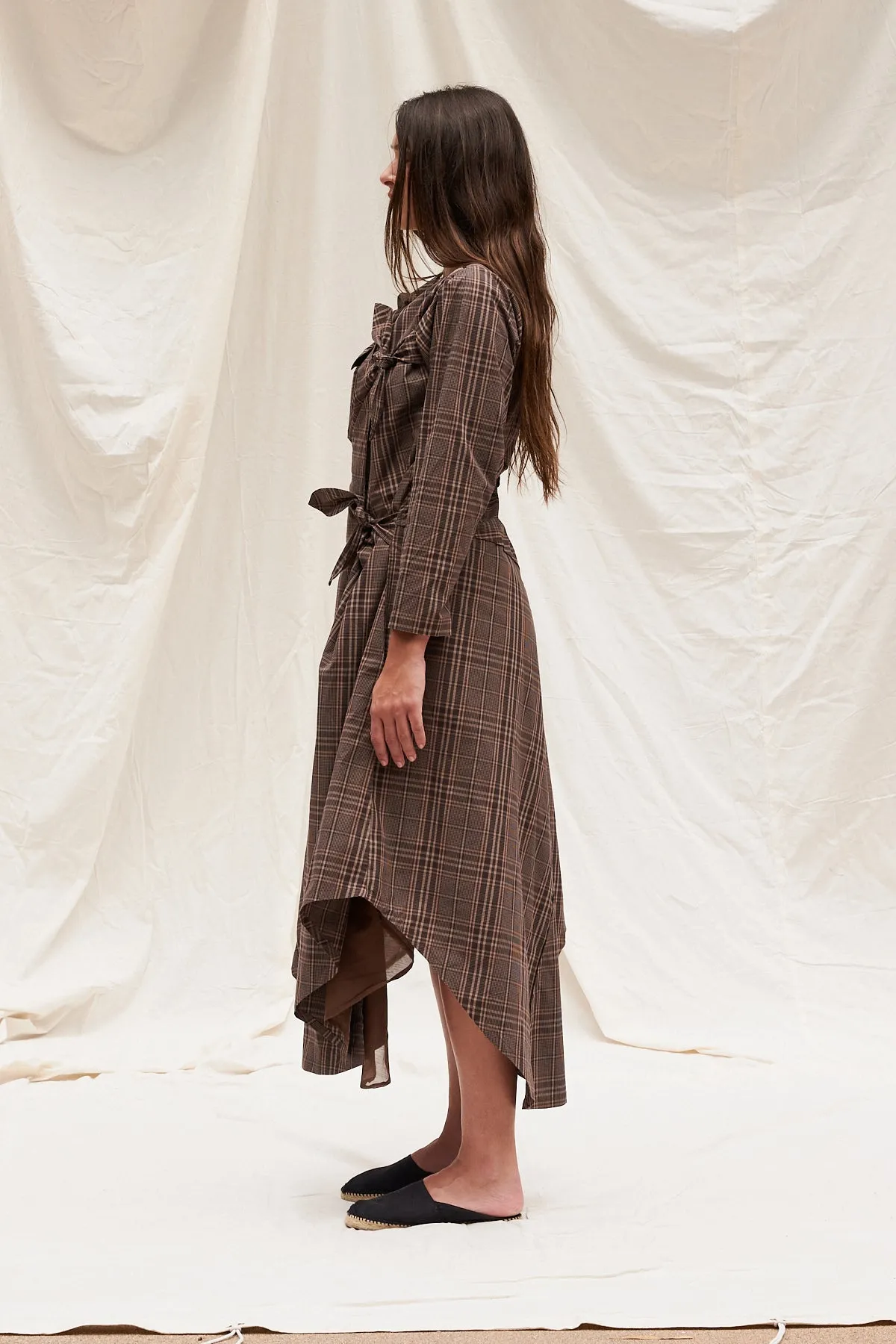 IOME DRESS — BROWN PLAID