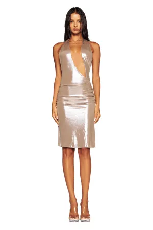 IRIE MIDI DRESS - GREY : SILVER : SHIMMER