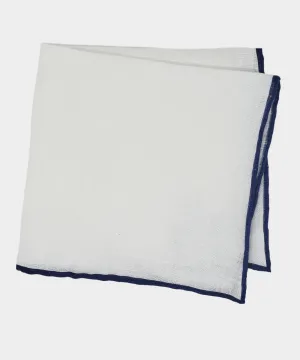 Italian Linen Pocket Square in Navy