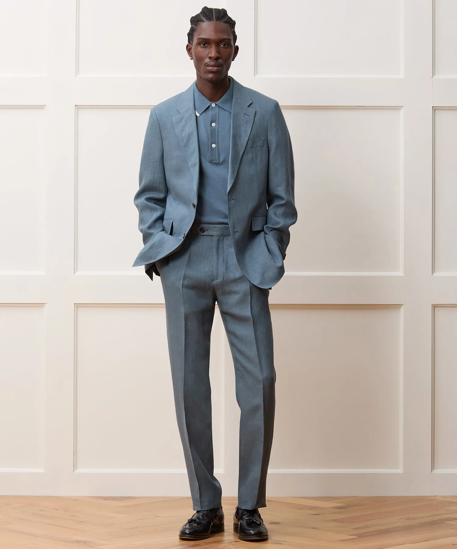 Italian Linen Sutton Suit in Antique Teal