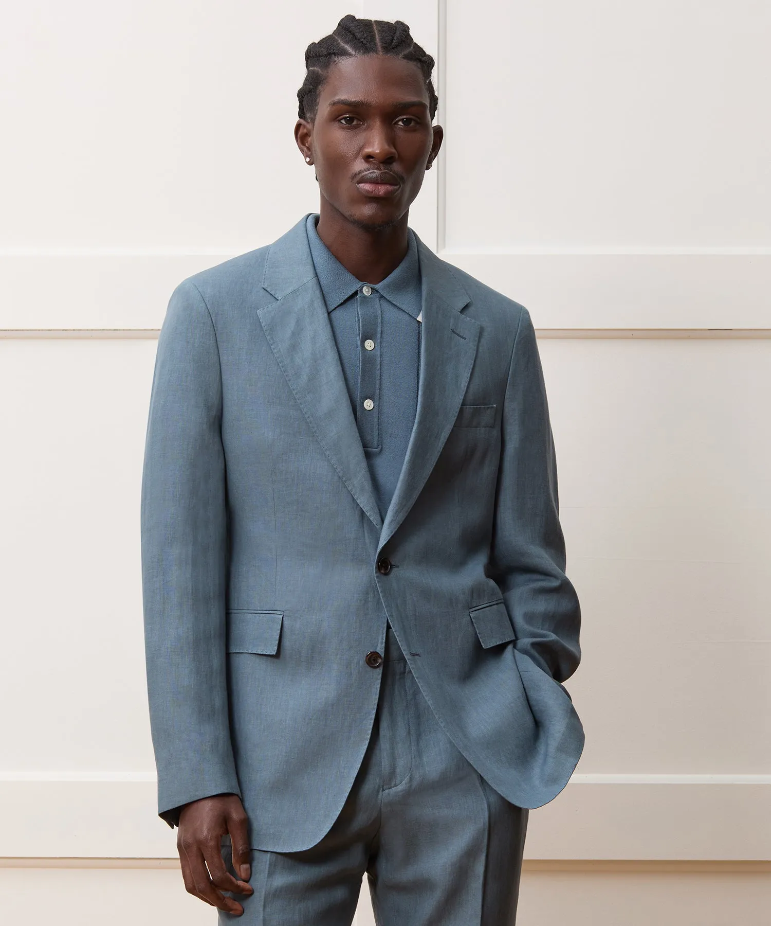 Italian Linen Sutton Suit in Antique Teal