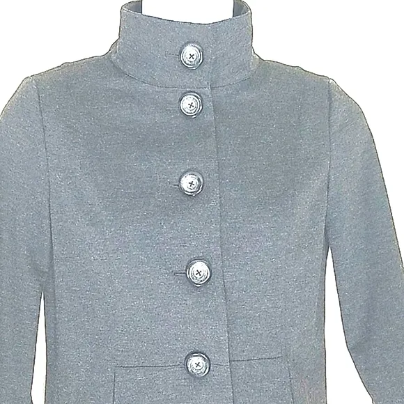 Jacket Blazer military style tailored stretch charcoal gray lined