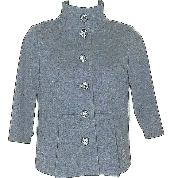 Jacket Blazer military style tailored stretch charcoal gray lined