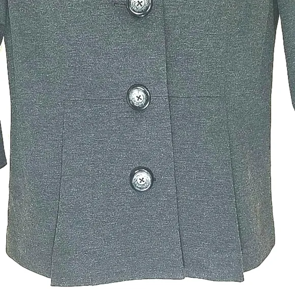 Jacket Blazer military style tailored stretch charcoal gray lined