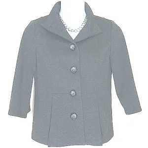 Jacket Blazer military style tailored stretch charcoal gray lined