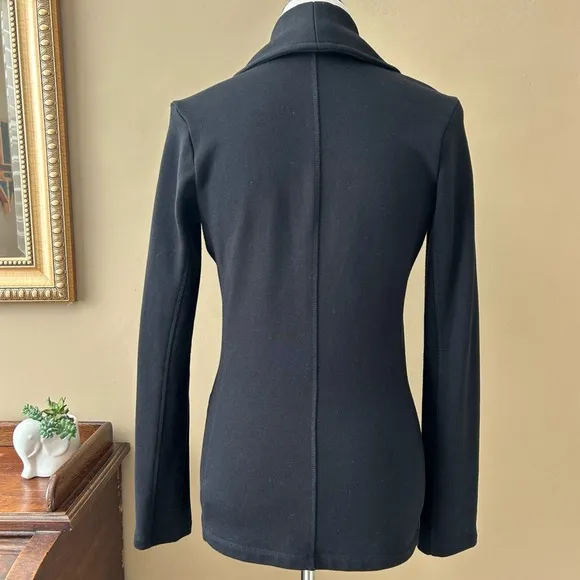 James Perse Black Knit Shawl Collar Cardigan Sweater Blazer French Terry Jacket