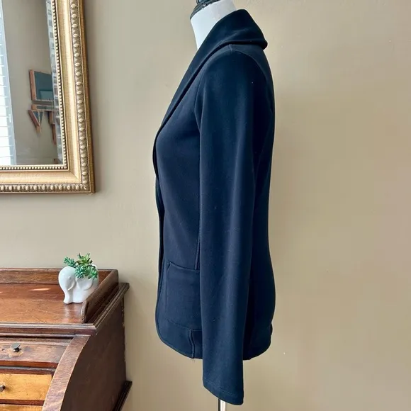 James Perse Black Knit Shawl Collar Cardigan Sweater Blazer French Terry Jacket
