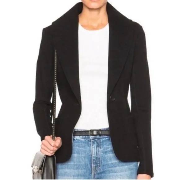 James Perse Black Knit Shawl Collar Cardigan Sweater Blazer French Terry Jacket