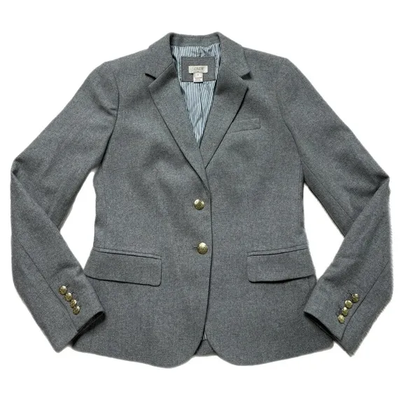 JCREW Grey Wool Blend Fitted Blazer 0