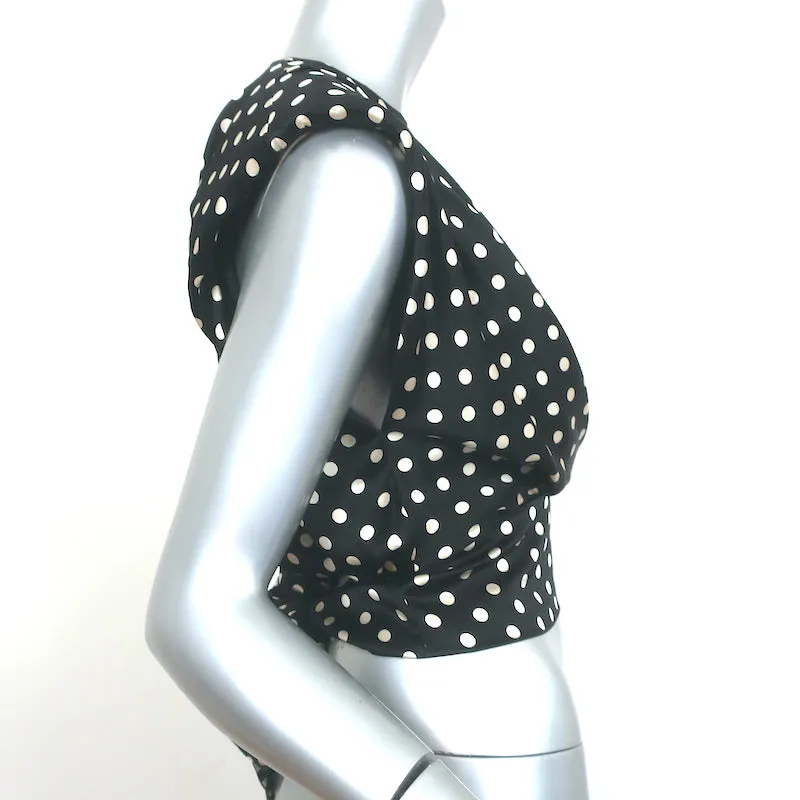 Johanna Ortiz Years of Glory Polka Dot Crop Top Black Size 2 Tie-Back Blouse