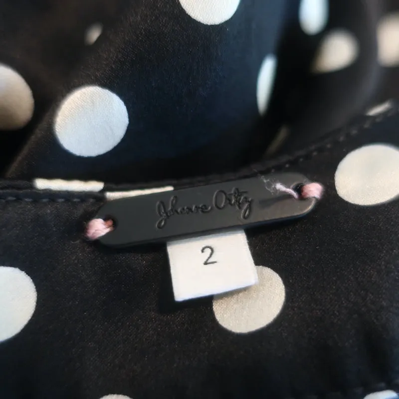 Johanna Ortiz Years of Glory Polka Dot Crop Top Black Size 2 Tie-Back Blouse