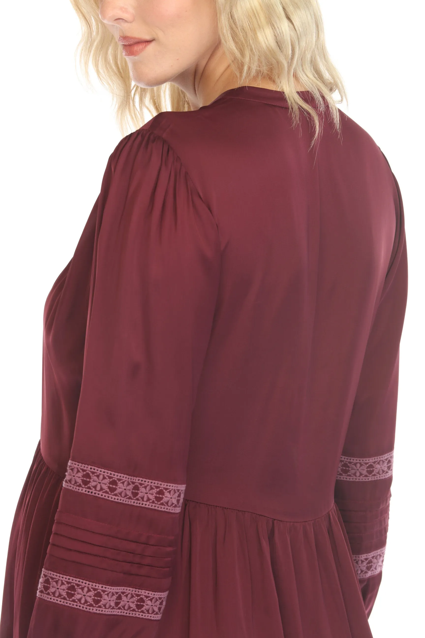 Johnny Was Calme Pleated Henley Midi Dress O31123