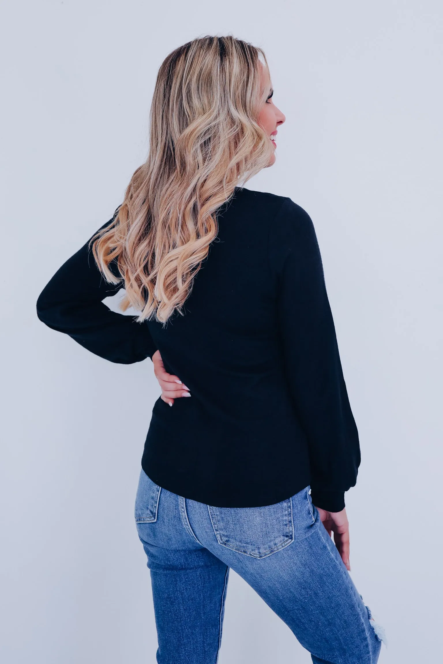 Kait Cut Out Long Sleeve Top - Black
