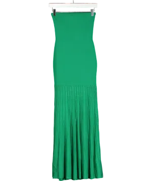 Karen Millen Green Viscose Blend Sheer Knit Bandeau Pleated Skirt Midaxi Dress UK XS