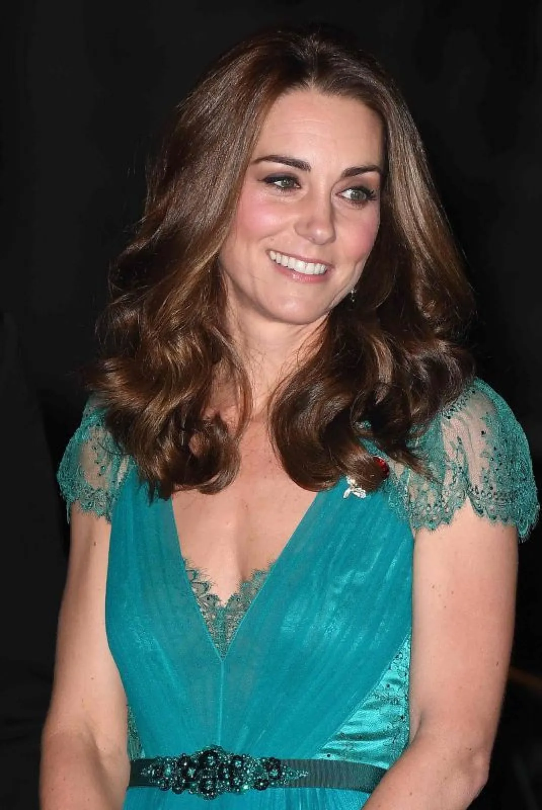 Kate Middleton A-line Blue Chiffon Lace Celebrity Dress Tusk Conservation Awards