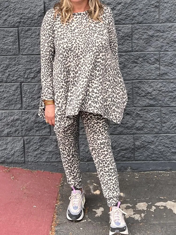 Kay Adult Tunic Top | Leopard Faux Cashmere