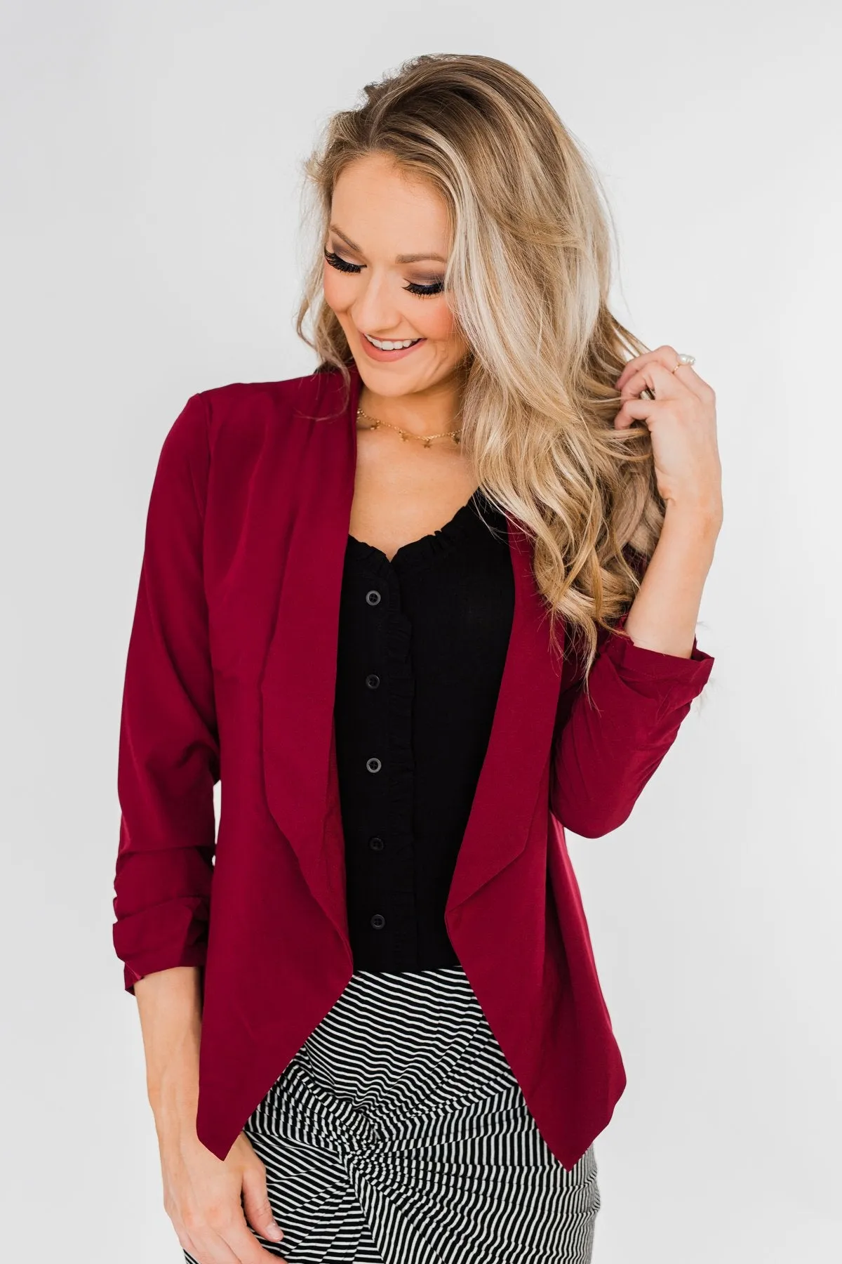 Keep It Professional Blazer- Wine