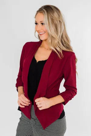 Keep It Professional Blazer- Wine