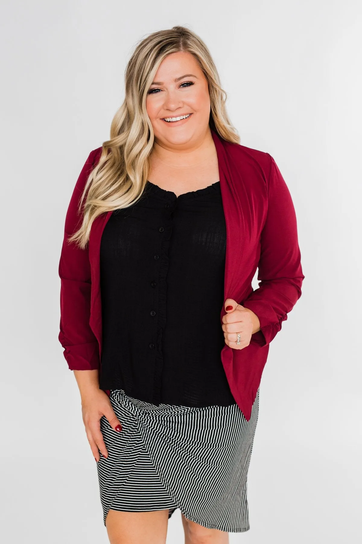 Keep It Professional Blazer- Wine