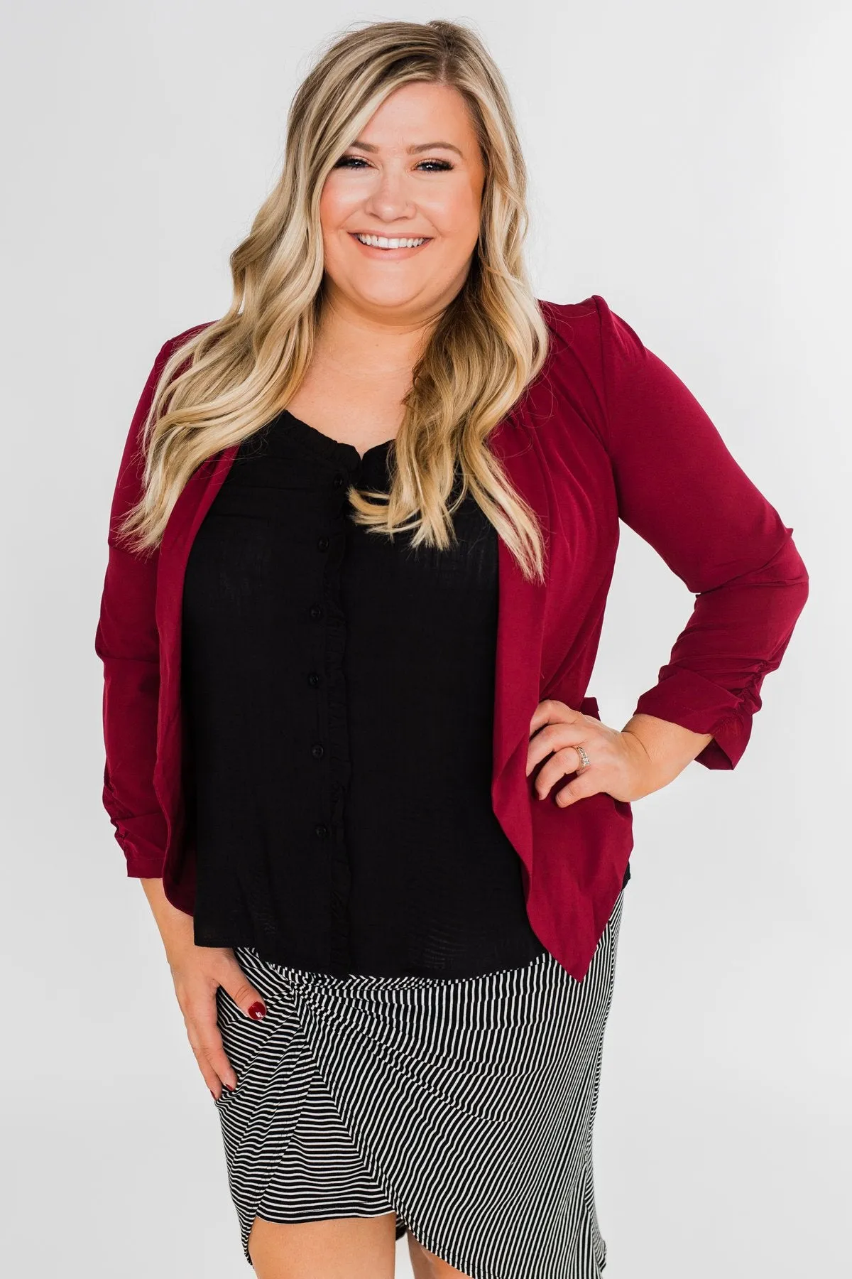 Keep It Professional Blazer- Wine