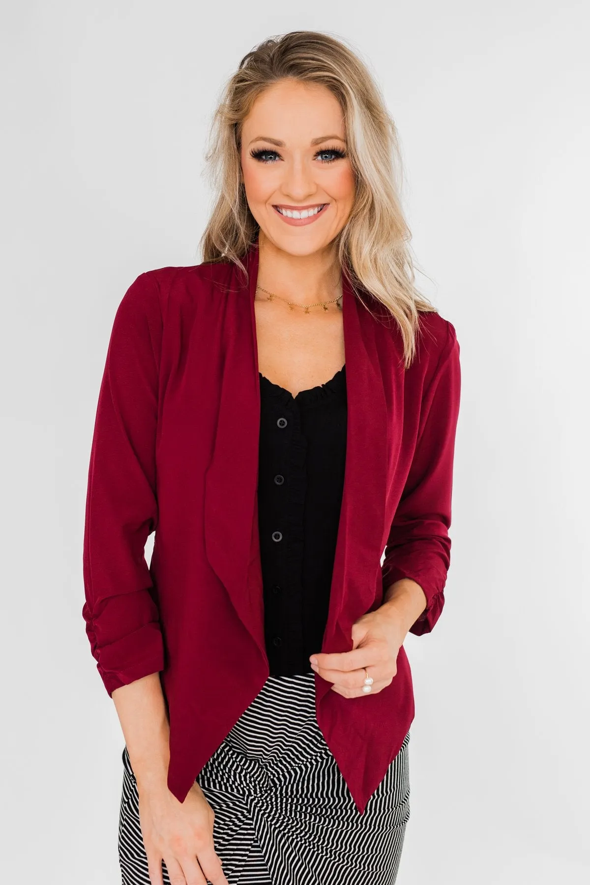 Keep It Professional Blazer- Wine