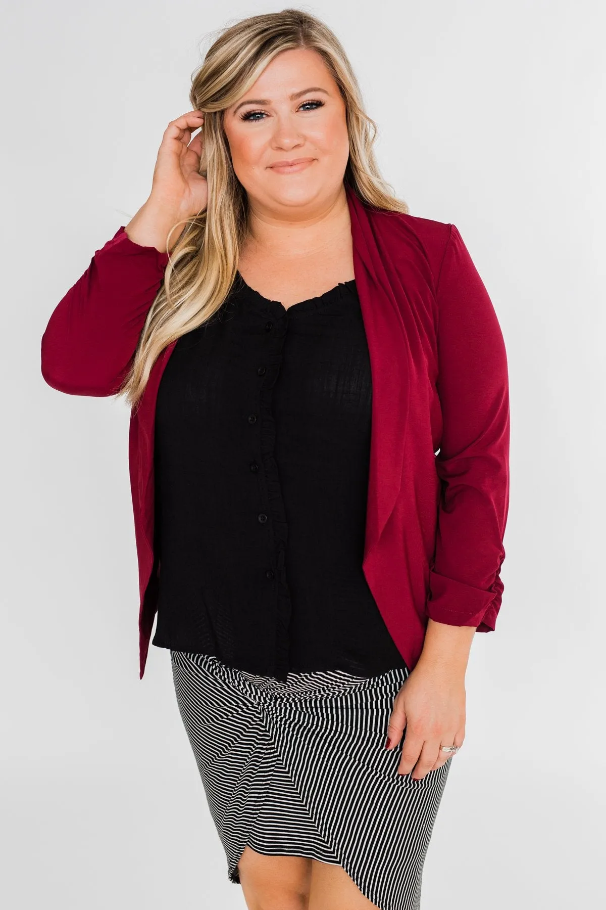 Keep It Professional Blazer- Wine
