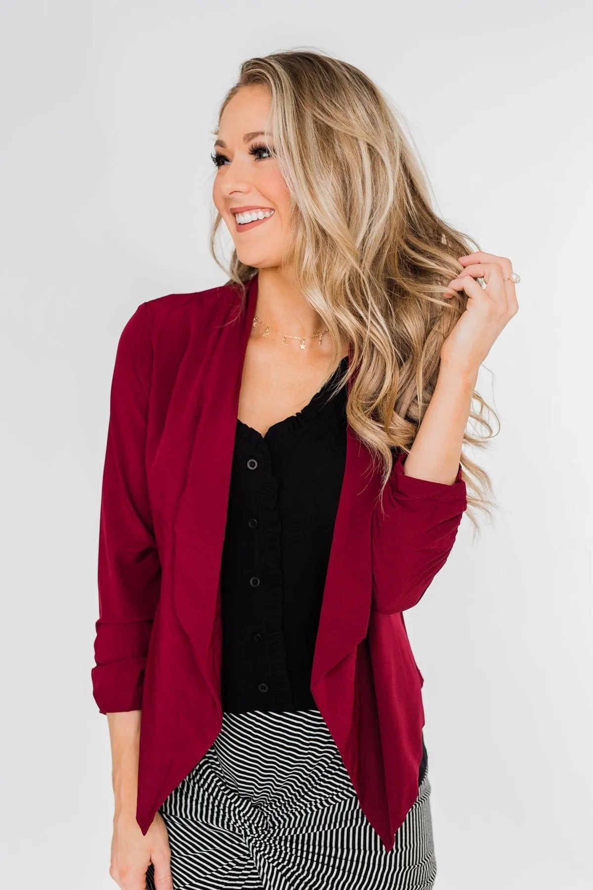 Keep It Professional Blazer- Wine