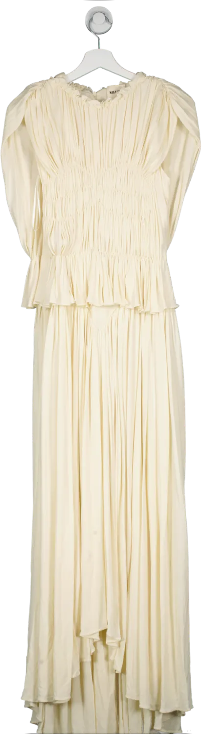 Khaite Cream Genevie Pleated Maxi Dress UK S