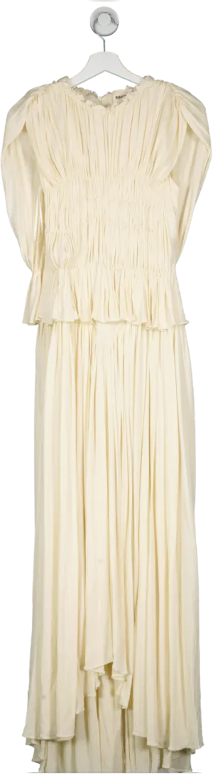 Khaite Cream Genevie Pleated Maxi Dress UK S
