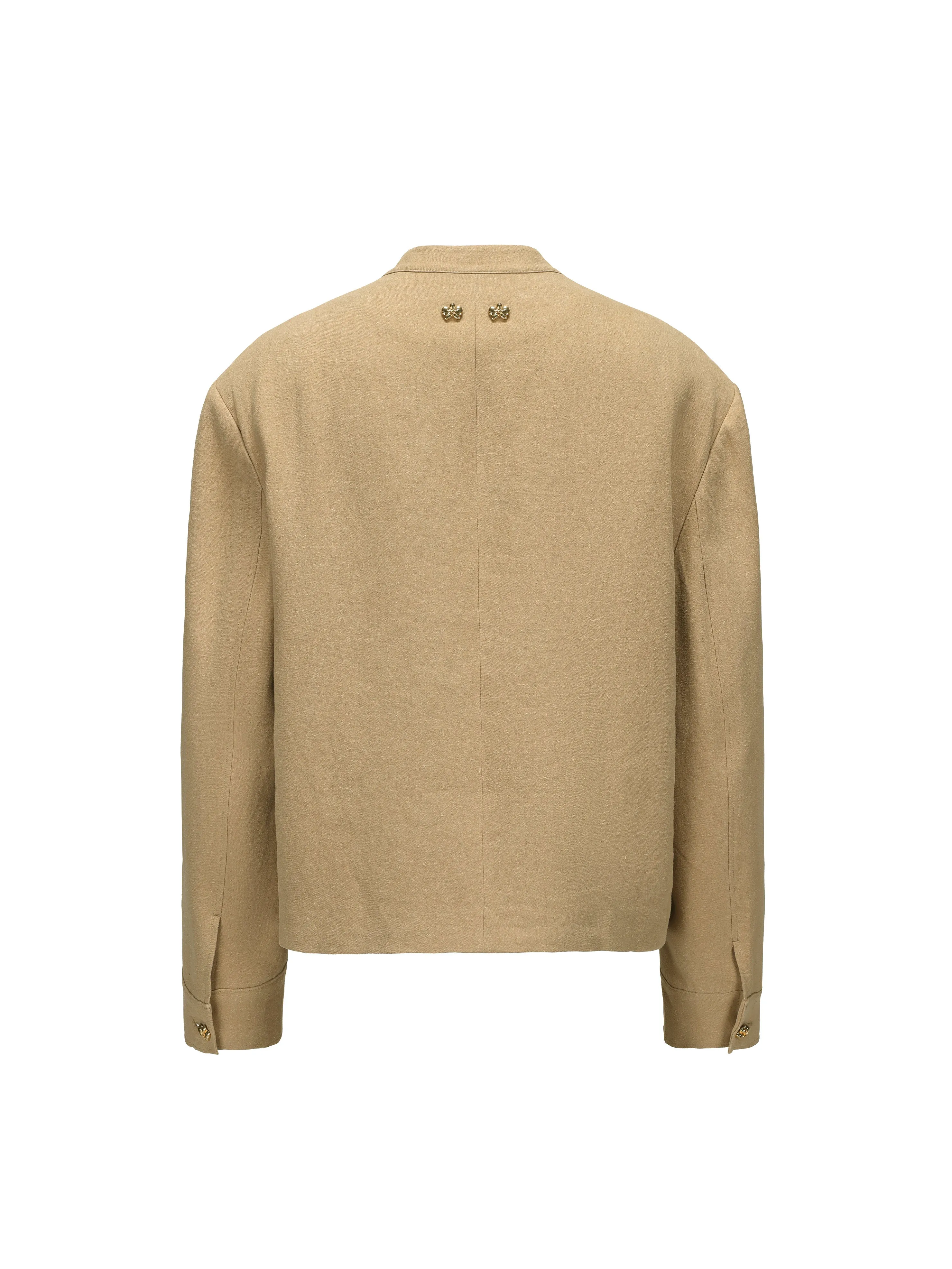 Khaki Linen Tang Suit