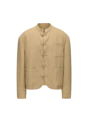 Khaki Linen Tang Suit