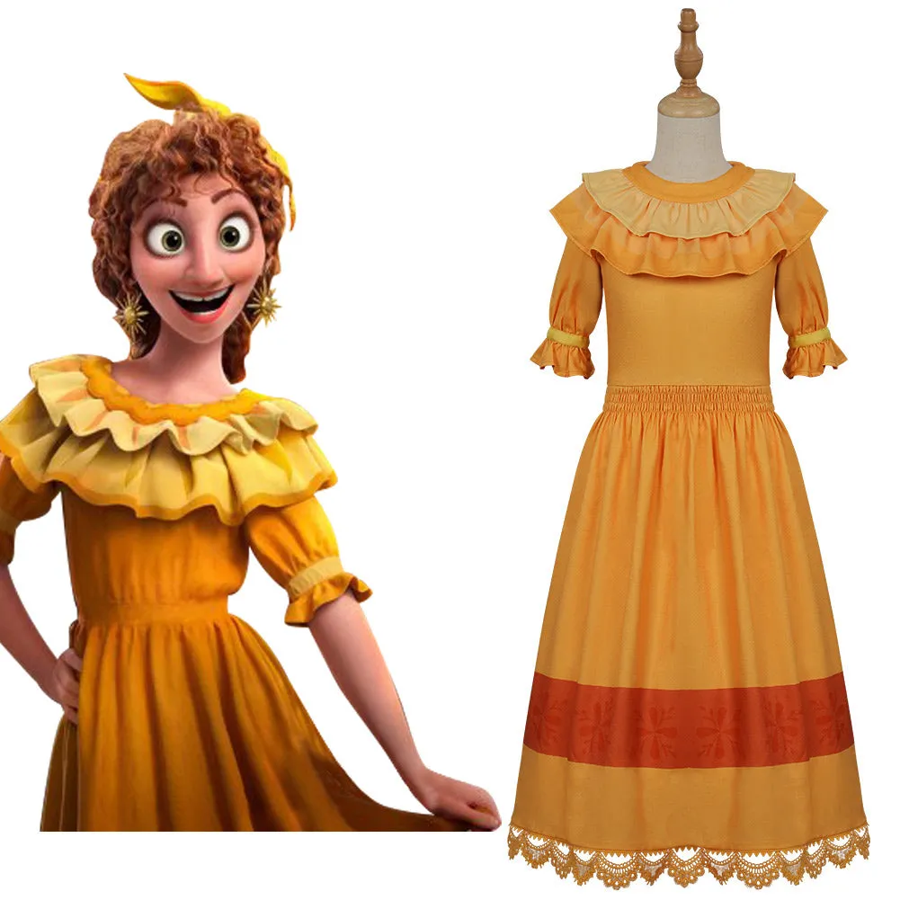 Kids Encanto PEPA Dress Outfits Cosplay Costume Halloween Carnival Suit