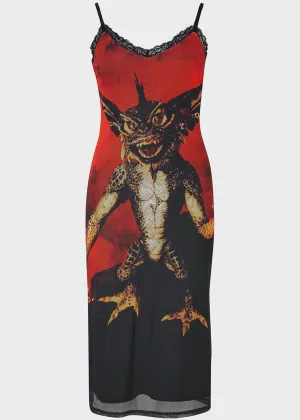 Killstar x Gremlin Mohawk Mesh Midi Dress Red
