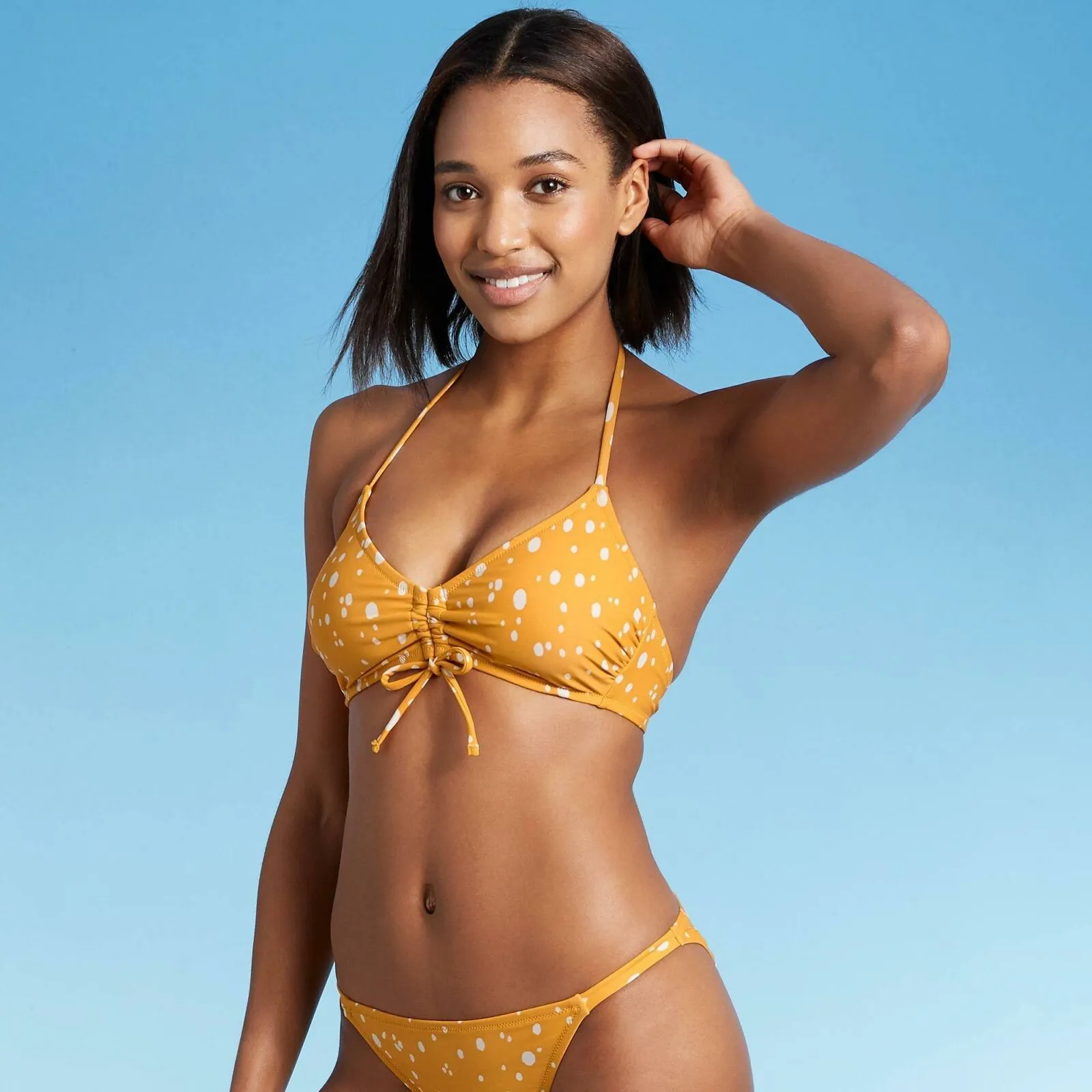 Kona Sol Women's Polka Dot Shoulder Tie Bikini Top