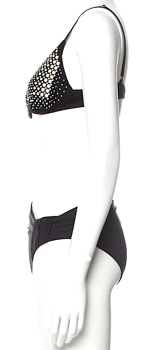 LA PERLA. Black Polka Dot Print Beaded Accents Bikini Top/Bottom Available Separately