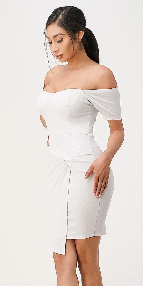 La Scala 25892 Short Body Con Cocktail Dress Off Shoulder Form Fit