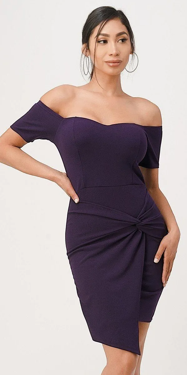 La Scala 25892 Short Body Con Cocktail Dress Off Shoulder Form Fit