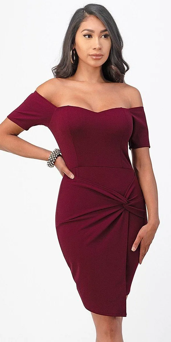 La Scala 25892 Short Body Con Cocktail Dress Off Shoulder Form Fit
