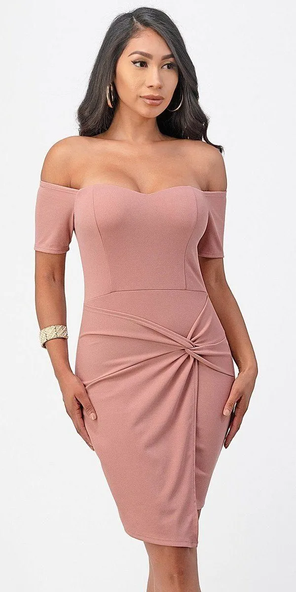 La Scala 25892 Short Body Con Cocktail Dress Off Shoulder Form Fit