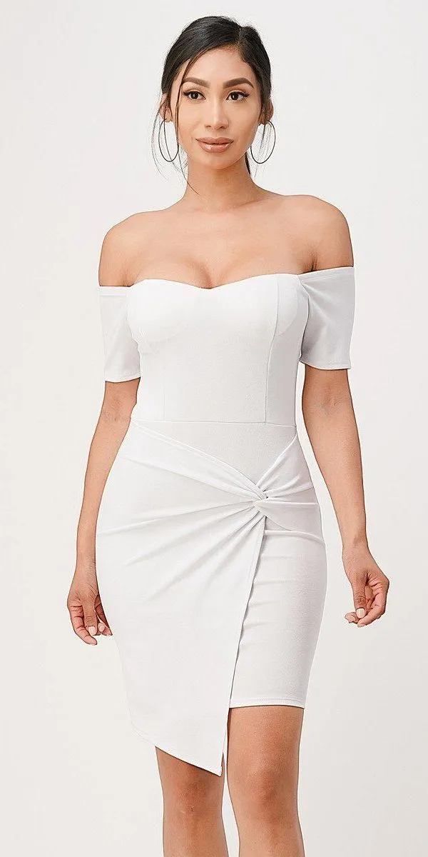 La Scala 25892 Short Body Con Cocktail Dress Off Shoulder Form Fit