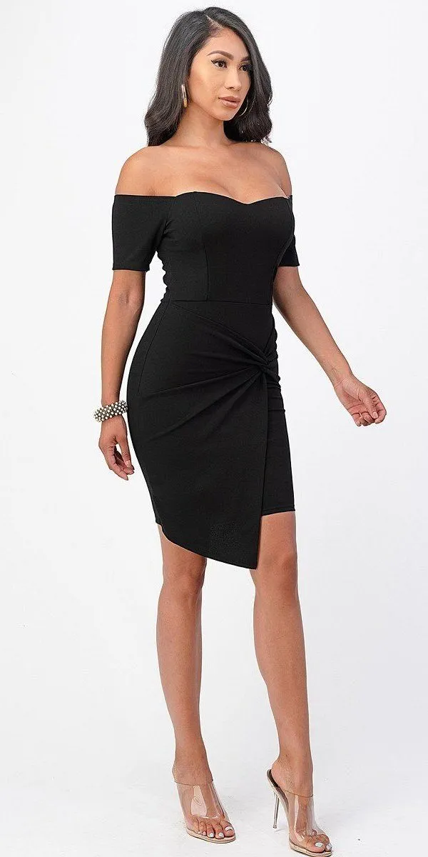 La Scala 25892 Short Body Con Cocktail Dress Off Shoulder Form Fit
